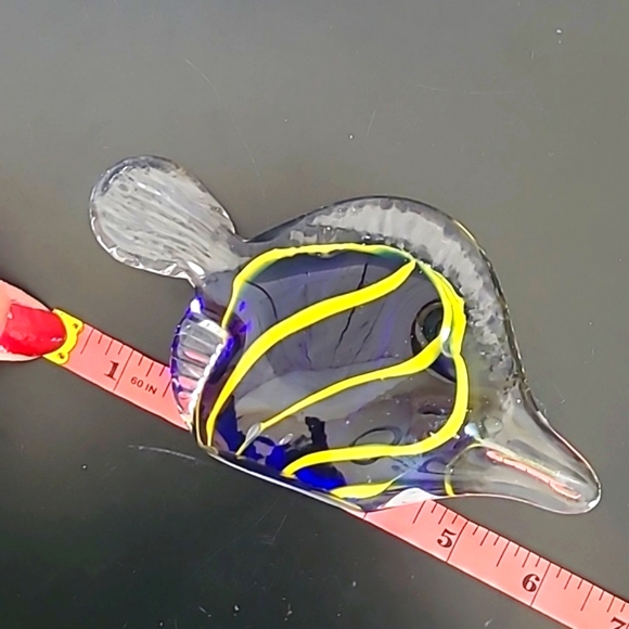 Murano Style Blue Yellow Glass Figurine Angelfish Fish Swordfish Unmarked 6 Inch - Picture 13 of 16